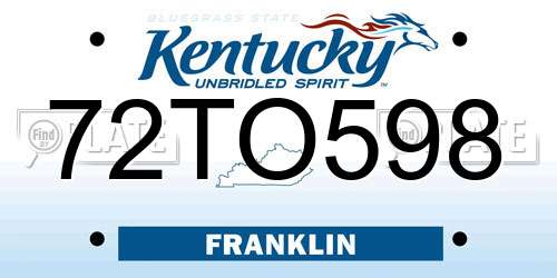 72TO598 Kentucky License Plate