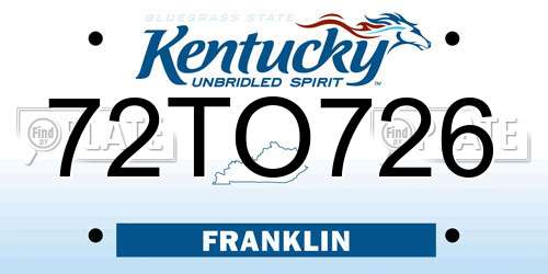 72TO726 Kentucky License Plate