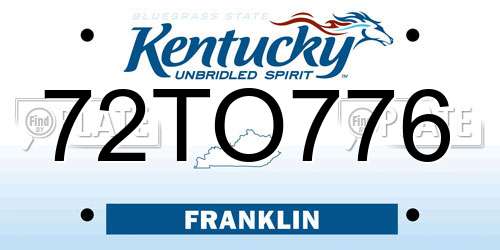 72TO776 Kentucky License Plate