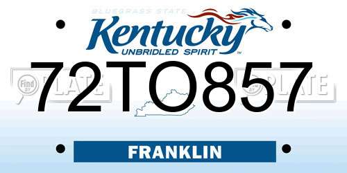 72TO857 Kentucky License Plate