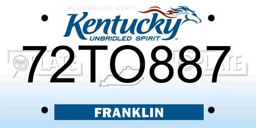 72TO887 Kentucky License Plate