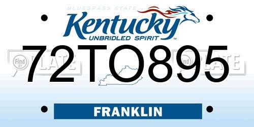 72TO895 Kentucky License Plate