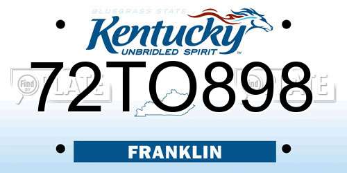 72TO898 Kentucky License Plate
