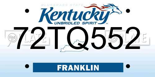 72TQ552 Kentucky License Plate