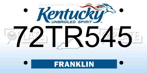 72TR545 Kentucky License Plate