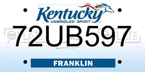 72UB597 Kentucky License Plate