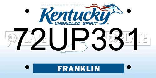 72UP331 Kentucky License Plate