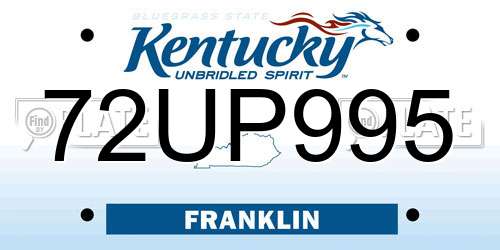 72UP995 Kentucky License Plate