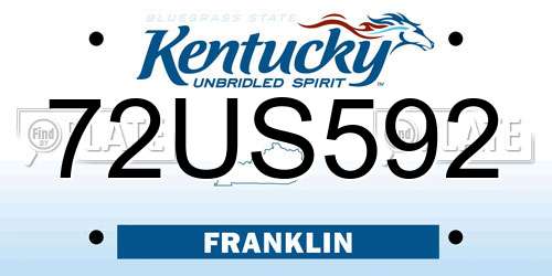 72US592 Kentucky License Plate