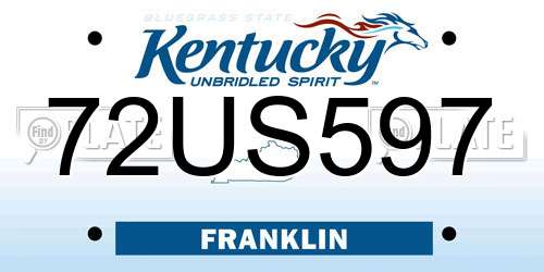 72US597 Kentucky License Plate