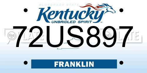 72US897 Kentucky License Plate