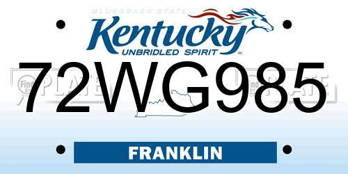 72WG985 Kentucky License Plate