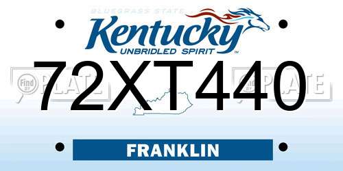 72XT440 Kentucky License Plate