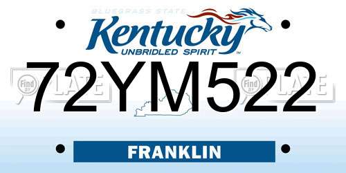 72YM522 Kentucky License Plate