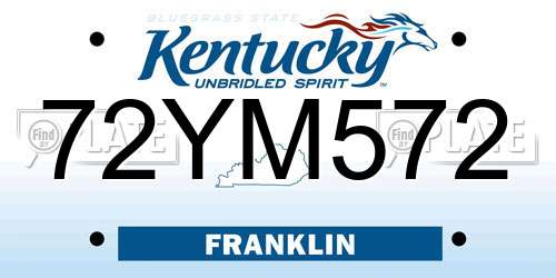 72YM572 Kentucky License Plate