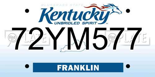 72YM577 Kentucky License Plate