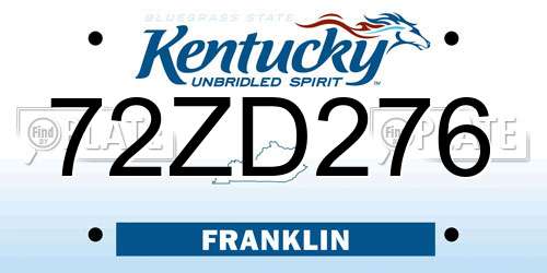 72ZD276 Kentucky License Plate