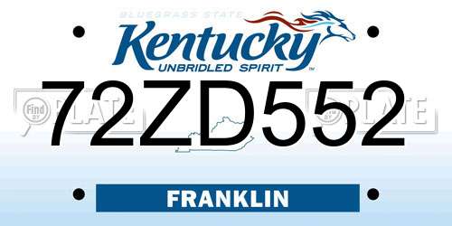 72ZD552 Kentucky License Plate
