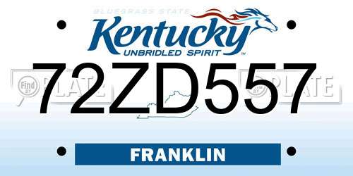 72ZD557 Kentucky License Plate