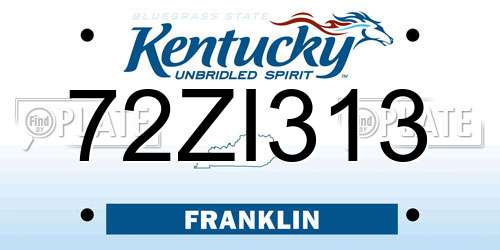 72ZI313 Kentucky License Plate