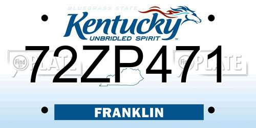 72ZP471 Kentucky License Plate