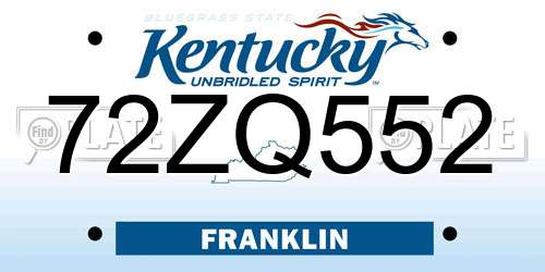 72ZQ552 Kentucky License Plate