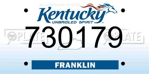 730179 Kentucky License Plate