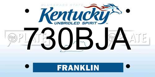 730BJA Kentucky License Plate