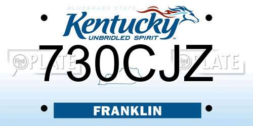 730CJZ Kentucky License Plate