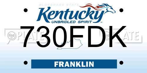 730FDK Kentucky License Plate