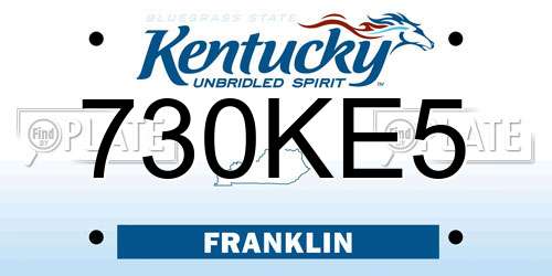 730KE5 Kentucky License Plate