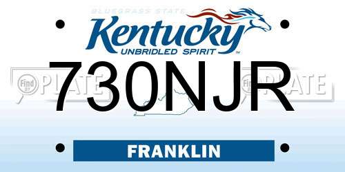 730NJR Kentucky License Plate