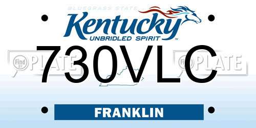 730VLC Kentucky License Plate