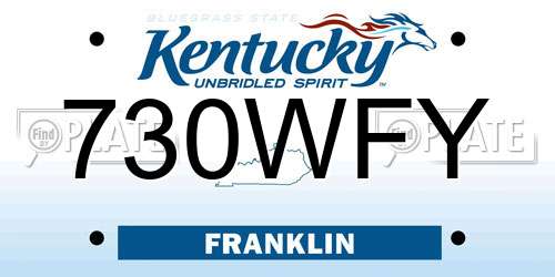 730WFY Kentucky License Plate
