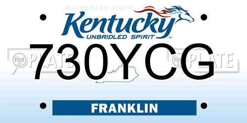 730YCG Kentucky License Plate