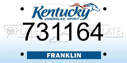 731164 Kentucky License Plate