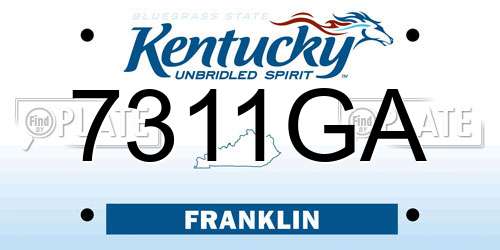 7311GA Kentucky License Plate