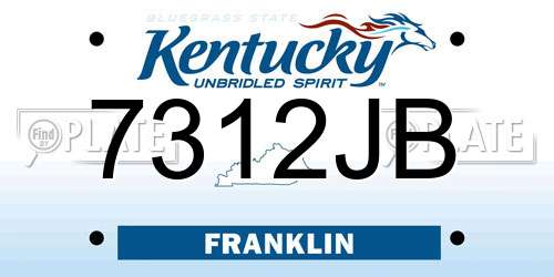 7312JB Kentucky License Plate