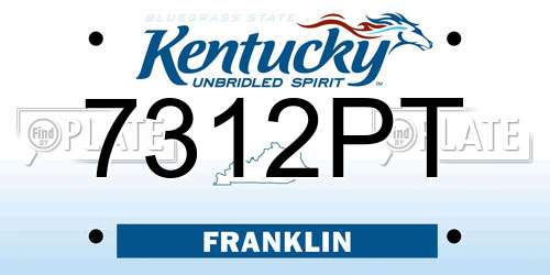 7312PT Kentucky License Plate