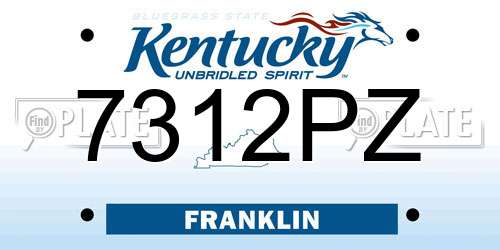 7312PZ Kentucky License Plate