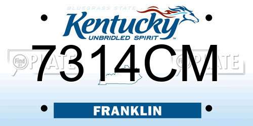 7314CM Kentucky License Plate
