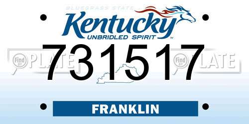 731517 Kentucky License Plate