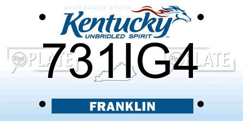 731IG4 Kentucky License Plate