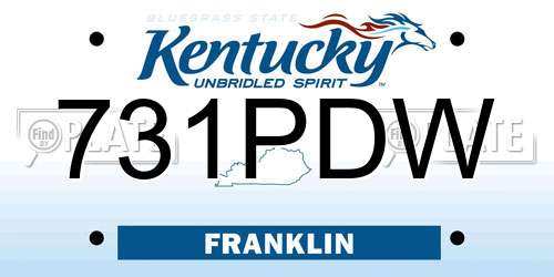 731PDW Kentucky License Plate