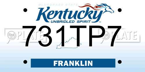 731TP7 Kentucky License Plate