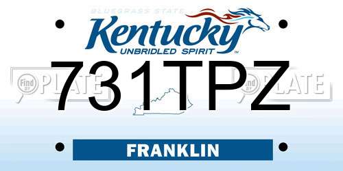 731TPZ Kentucky License Plate
