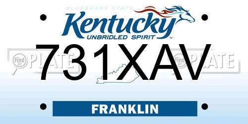 731XAV Kentucky License Plate
