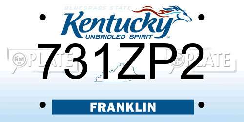 731ZP2 Kentucky License Plate
