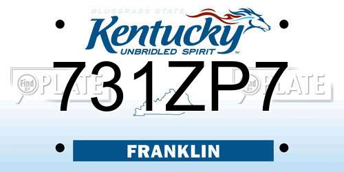 731ZP7 Kentucky License Plate