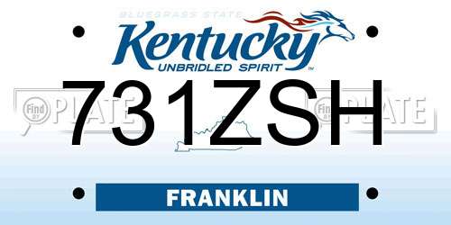 731ZSH Kentucky License Plate